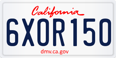 CA license plate 6XOR150