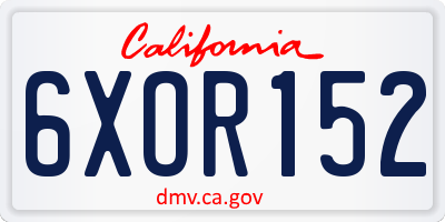 CA license plate 6XOR152
