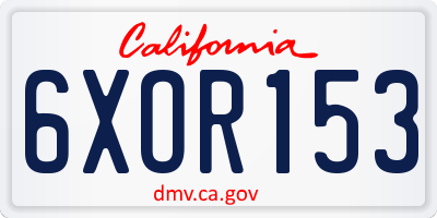 CA license plate 6XOR153