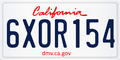 CA license plate 6XOR154