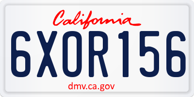 CA license plate 6XOR156