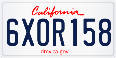 CA license plate 6XOR158