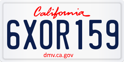 CA license plate 6XOR159