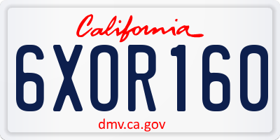 CA license plate 6XOR160