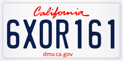 CA license plate 6XOR161