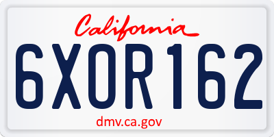 CA license plate 6XOR162
