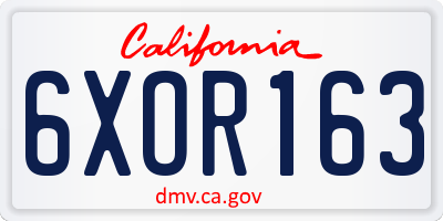 CA license plate 6XOR163