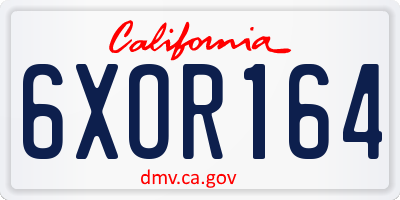CA license plate 6XOR164