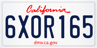 CA license plate 6XOR165