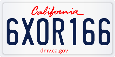 CA license plate 6XOR166