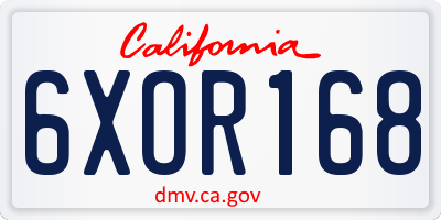 CA license plate 6XOR168