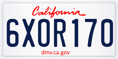 CA license plate 6XOR170