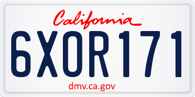 CA license plate 6XOR171