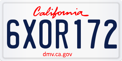 CA license plate 6XOR172