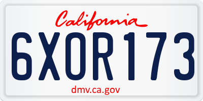 CA license plate 6XOR173