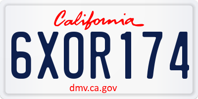 CA license plate 6XOR174