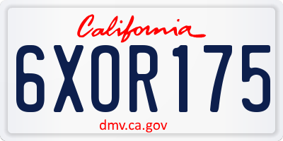 CA license plate 6XOR175