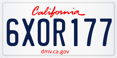 CA license plate 6XOR177