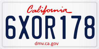 CA license plate 6XOR178
