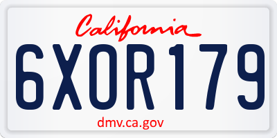 CA license plate 6XOR179