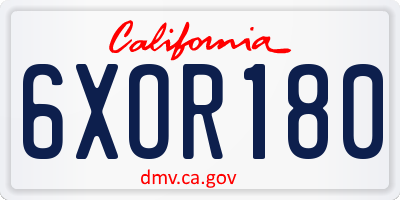 CA license plate 6XOR180