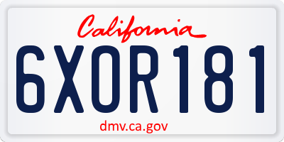 CA license plate 6XOR181