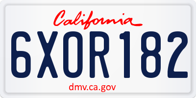 CA license plate 6XOR182