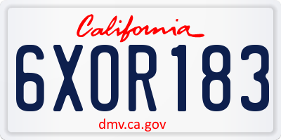 CA license plate 6XOR183