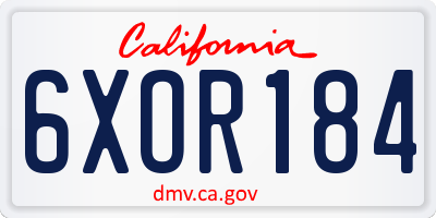 CA license plate 6XOR184