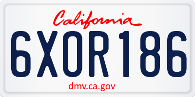 CA license plate 6XOR186