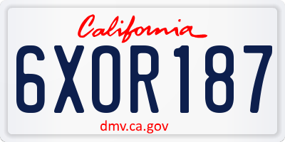CA license plate 6XOR187