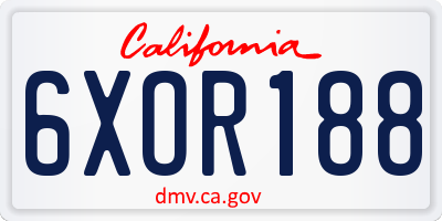 CA license plate 6XOR188