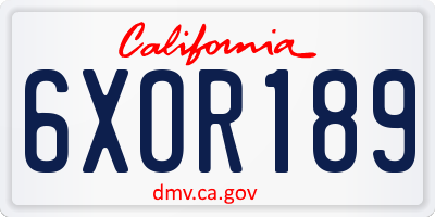CA license plate 6XOR189
