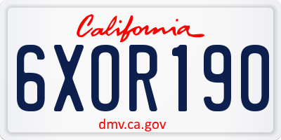 CA license plate 6XOR190