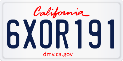 CA license plate 6XOR191