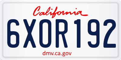 CA license plate 6XOR192