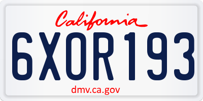 CA license plate 6XOR193