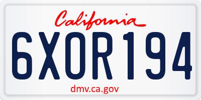 CA license plate 6XOR194