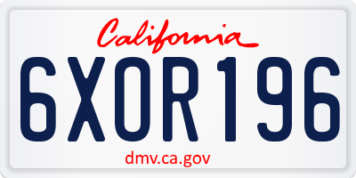 CA license plate 6XOR196