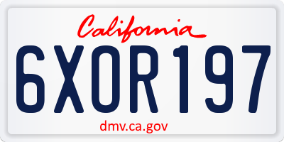 CA license plate 6XOR197
