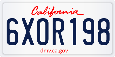 CA license plate 6XOR198