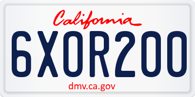 CA license plate 6XOR200