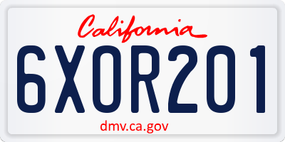 CA license plate 6XOR201