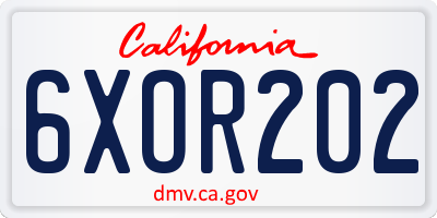 CA license plate 6XOR202