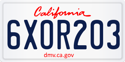 CA license plate 6XOR203