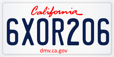 CA license plate 6XOR206