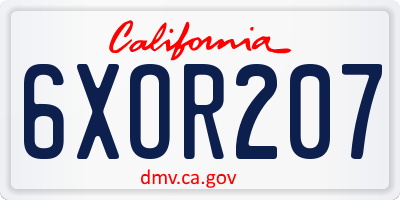 CA license plate 6XOR207