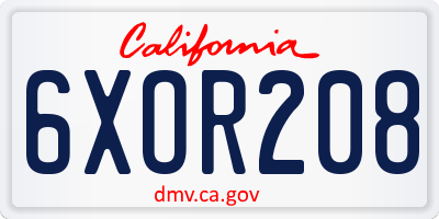 CA license plate 6XOR208