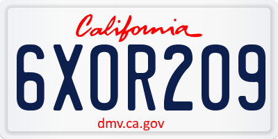 CA license plate 6XOR209