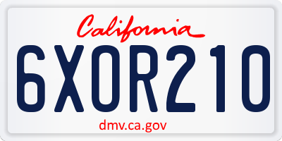 CA license plate 6XOR210